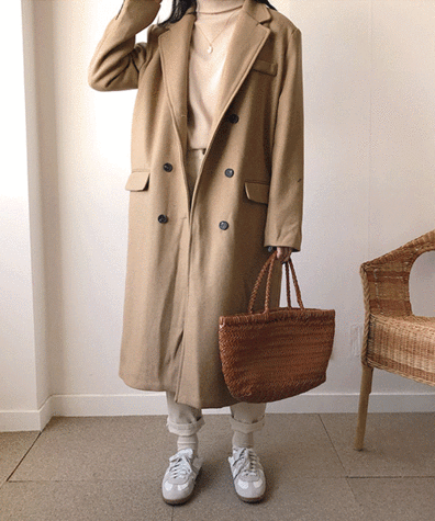 모던핏 더블 롱코트 - coat (울80%)