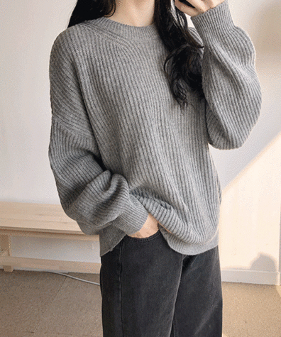 [램스울50%] 홀리 베이직 하찌 라운드니트 - knit
